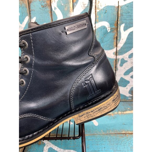 VTG Harley Davidson Motorcycles Ankle Chukka Leather Boots Sz 9M Dark Gray main image 6